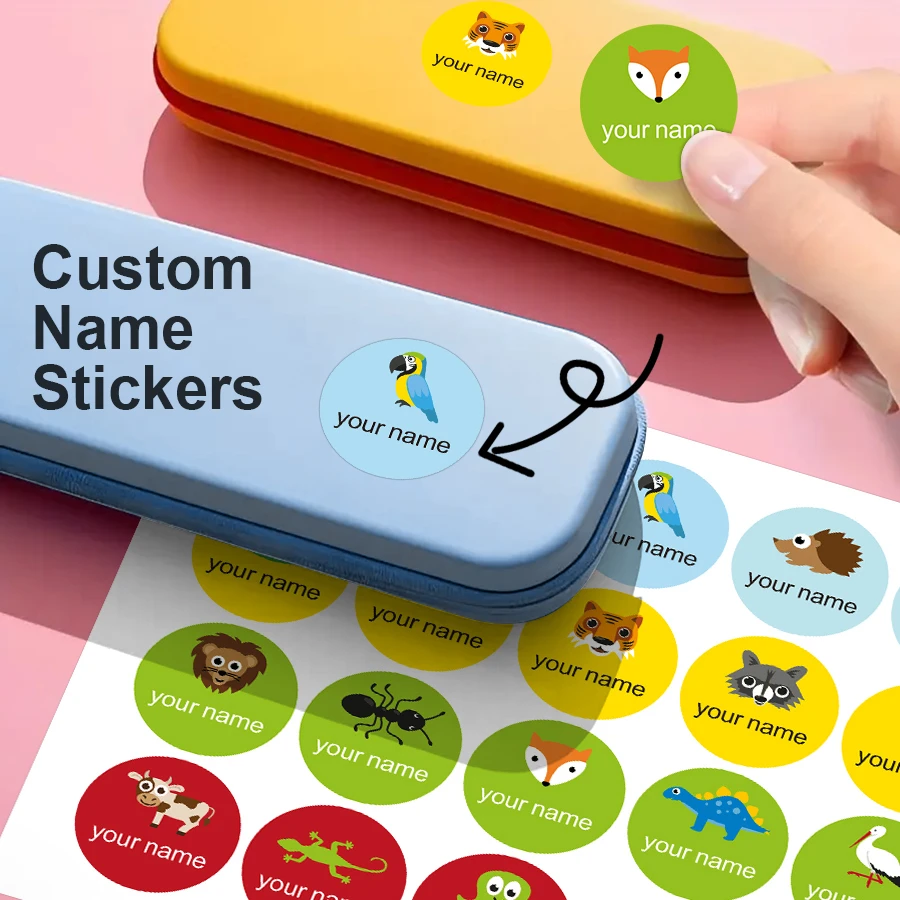 ملصقات مقاومة للماء للأطفال اللطيفة - ملصقات أسماء مخصصة لزجاجات المياه وحقائب الظهر |   اللوازم المدرسية ومعدات السفر