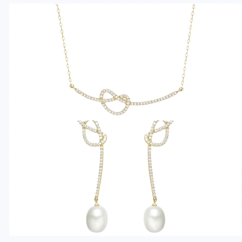 Love Alkali Water Knot Light Luxury Fashion Design Personalized Necklace Earring Set Premium Gift