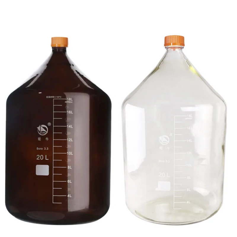 

20L Laboratory Reagent Bottle Transparent/brown Silk Mouth Bottle Sampling Bottle GL45 High Borosilicate Glass Bottle