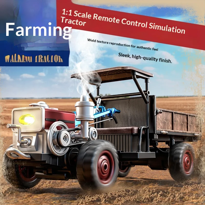 C8836 Tractor Full Scale Rc Remote Control Simulation Tractor 2.4g 4wd Retro Ornament Collection Farm Tractor Children'S Gift