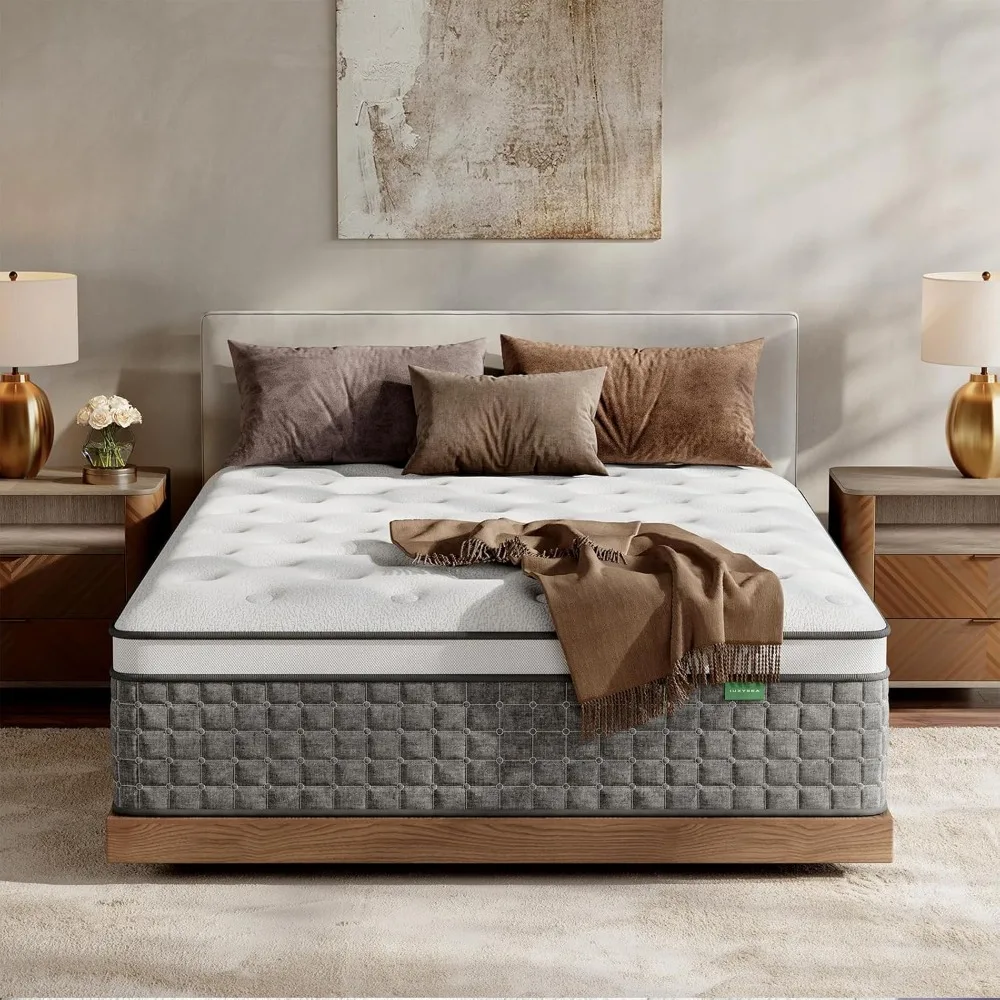 Queen Mattress 14 Inch, Plush Queen Size mattresses, Pocket Springs Pressure Relief, Cooling Sleep Motion Isolation,Customized