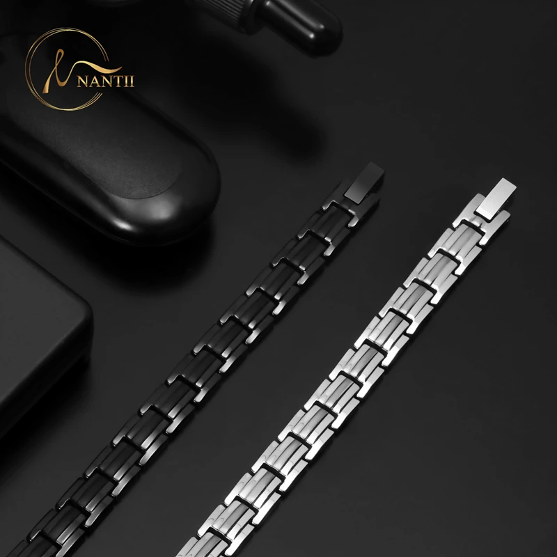 Double Row Health Care 4 Elements Negative ION Bracelet for Women Titanium 3000 Gauss Magnetic Therapy Bracelets