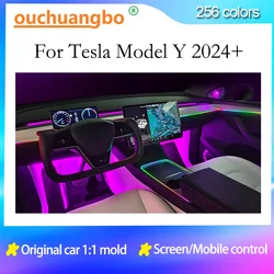 Ouchuangbo LED Ambient Light For Tesla Model Y 2023-2025 Atmosphere Lamp Door Kit Dynamic Trim Ambiant Backlight lighting