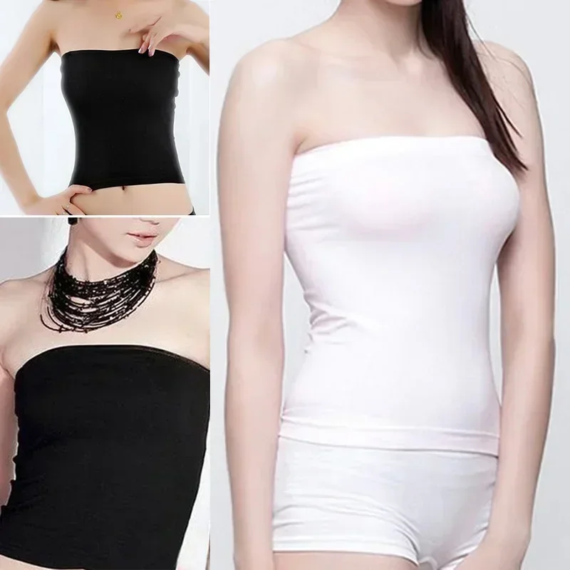 ผู้หญิงแฟชั่น Basic Layering ยืดธรรมดา Breathable Bralette Bra Tube Top ไม่มีรอยต่อแขนกุด Tee