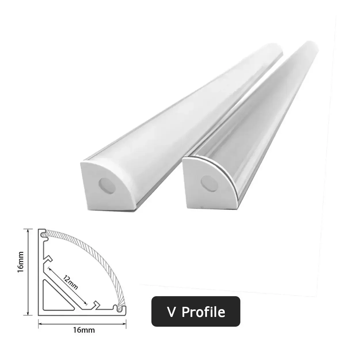 LED Aluminum Profile Housing for 50cm  Bar Lights, 1616 V Shaped and 90 Degree Triangle, DIY Strip Light Mikly Corner Lamp