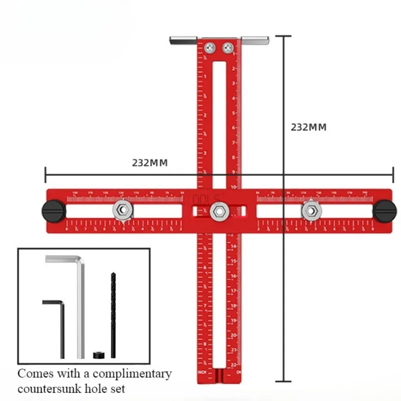 Imagem -06 - Modelo de Alça Métrica Polegada Gabarito Guia de Broca Armário Lidar com Botão Modelo Localizador Punchtool Gaveta Instalação Posicionamento Régua