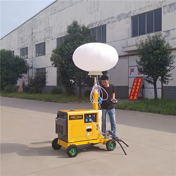 5m Mobile Balloon Light Tower 1000w Led Lamp Diesel Generator Outdoor Spherical Lighthouse Metal Halogen Lamp Light Tower