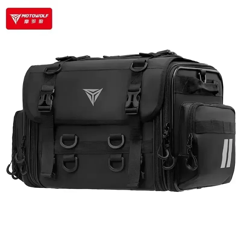 Motorbike Riding Large-Capacity Tail Bag Non-Slip Wear-Resistant Multifunctional Expandable Moto Bag Rear Tail Bag