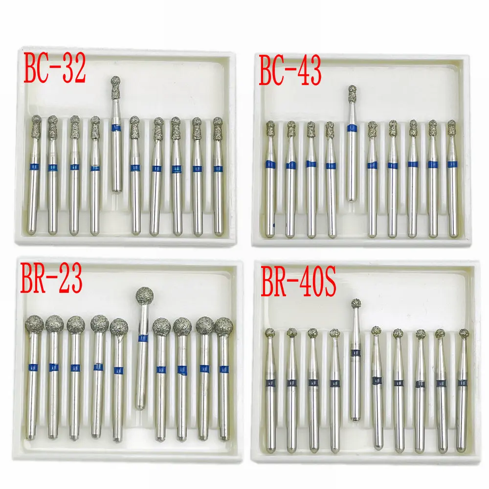 10pcs/box 1.6mm Shank Dental Diamond Burs Drill FG Diamond for High Speed Handpiece Burs Dentist Drills