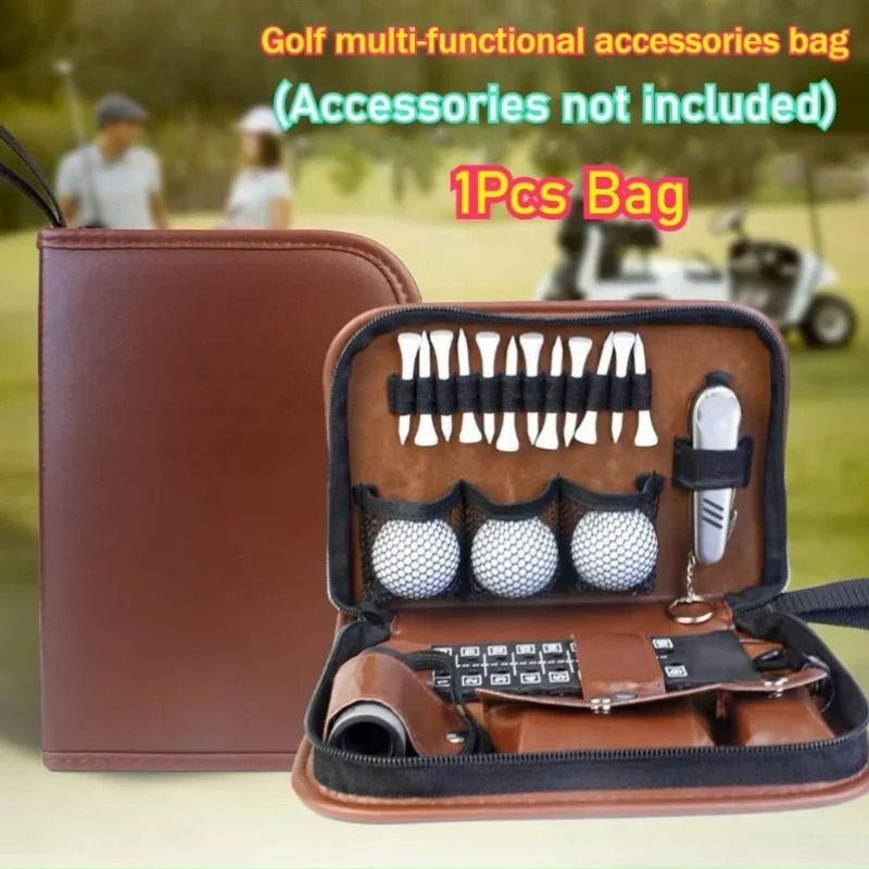 

Набор инструментов для гольфа, многоцелевой набор аксессуаров, сумка для хранения большой емкости, удобная ручная кожаная сумка, аксессуары для гольфа