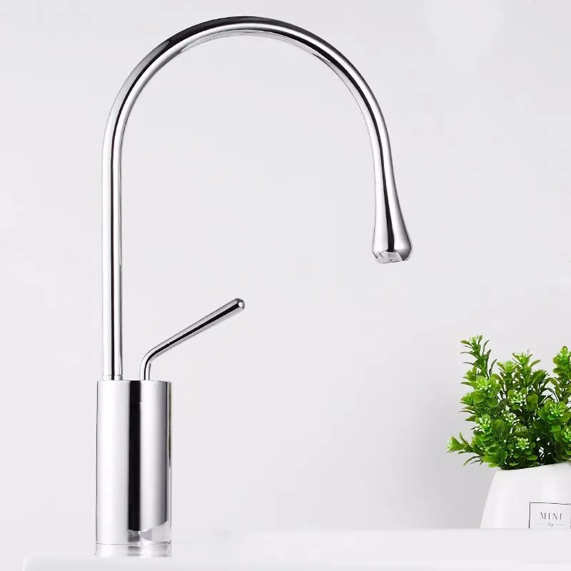 Copper Basin Hot and Cold Faucet Washbasin Sink Basin Upper Basin Bathroom Cabinet Faucet Water Droplet Faucet