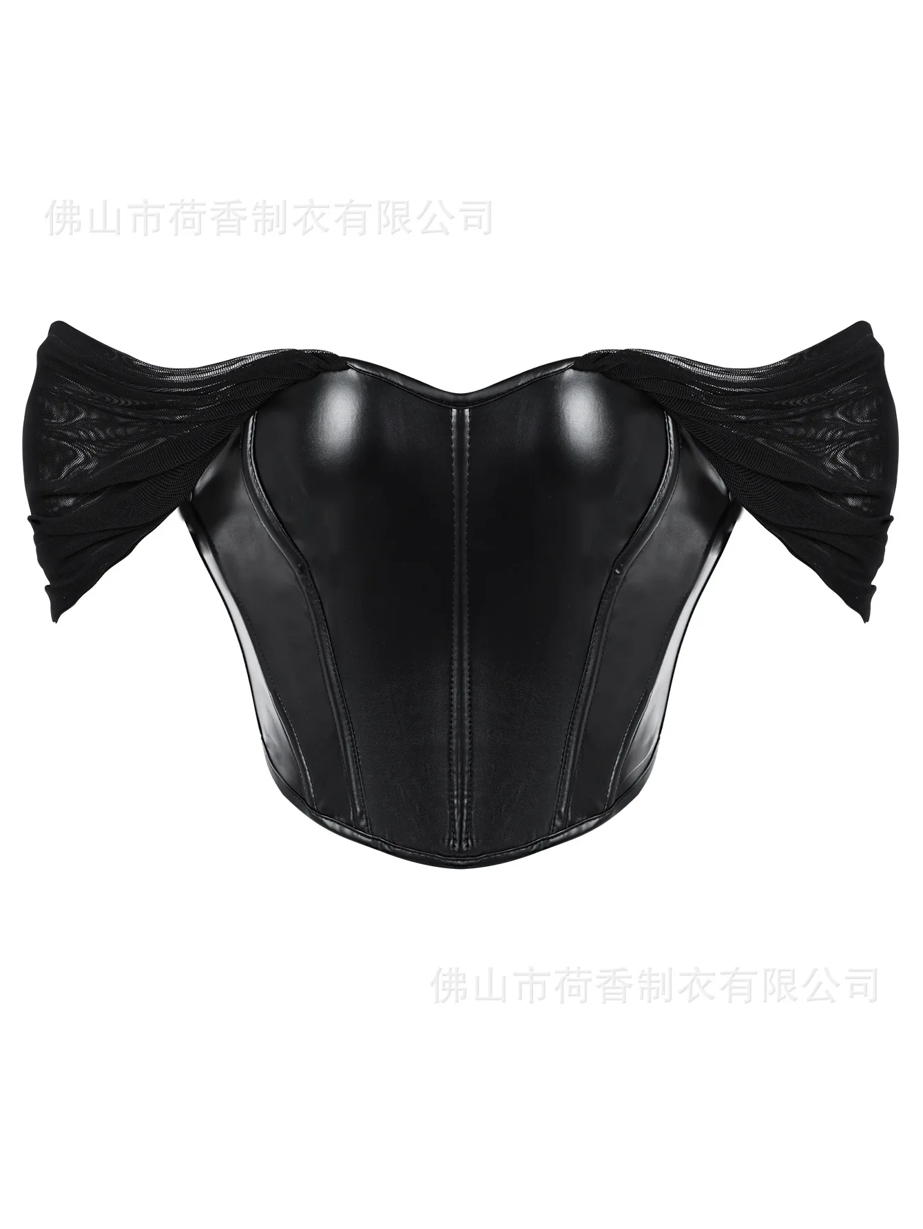 2025 خياطة شبكية جديدة مثيرة بكتف واحد من الداخل والخارج من الجلد TEMU #6