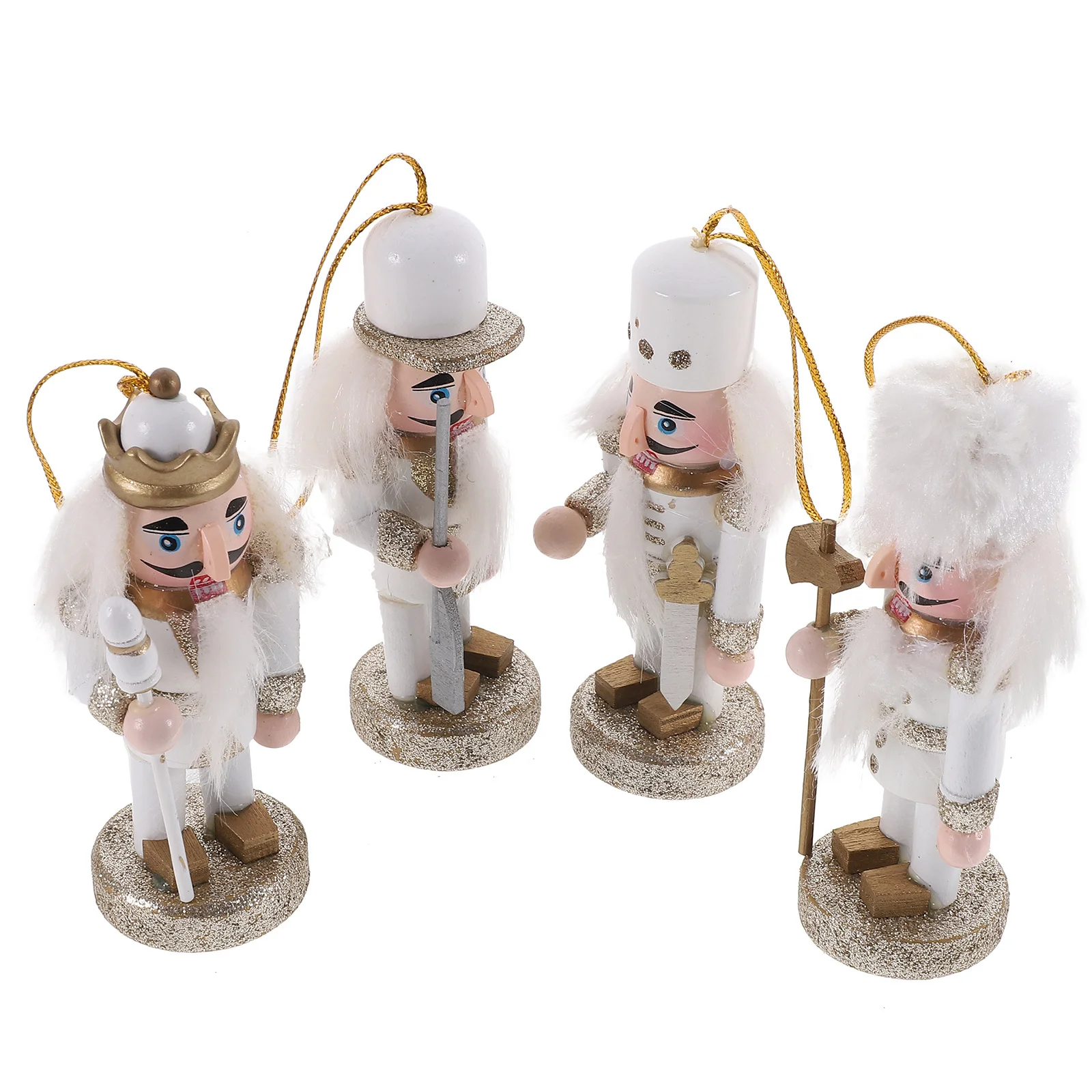 

4Pcs Christmas Nutcracker Wood Craft Decor for Festive Holiday Display Home Room Table Mantel Shelf Xmas Ornament Set