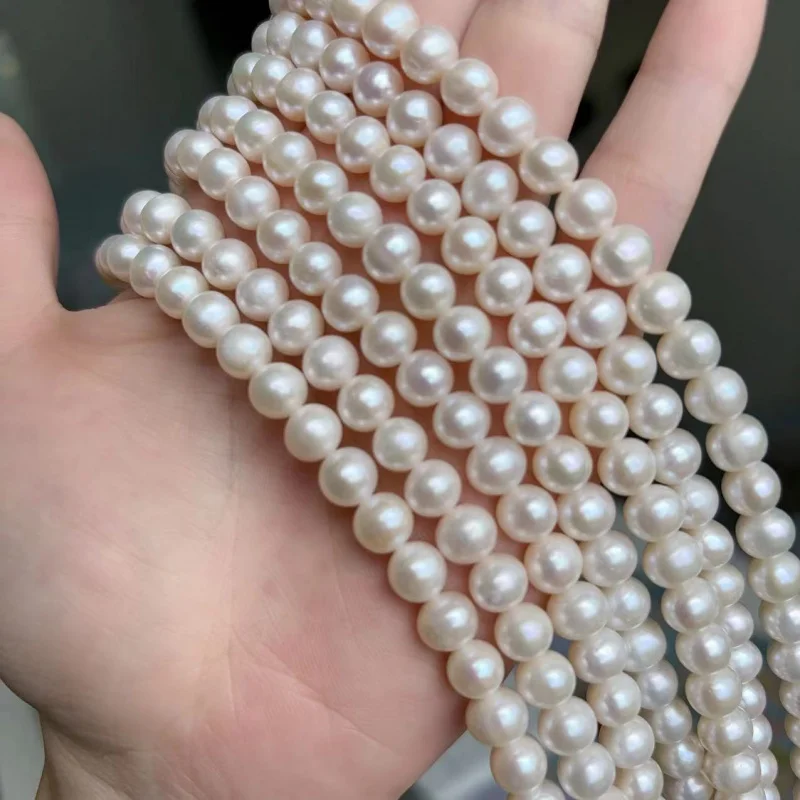 -8Mm Freshwater Necklace Semi-Finished Natural Pearl Bracelet Nearly Round Loose Beads