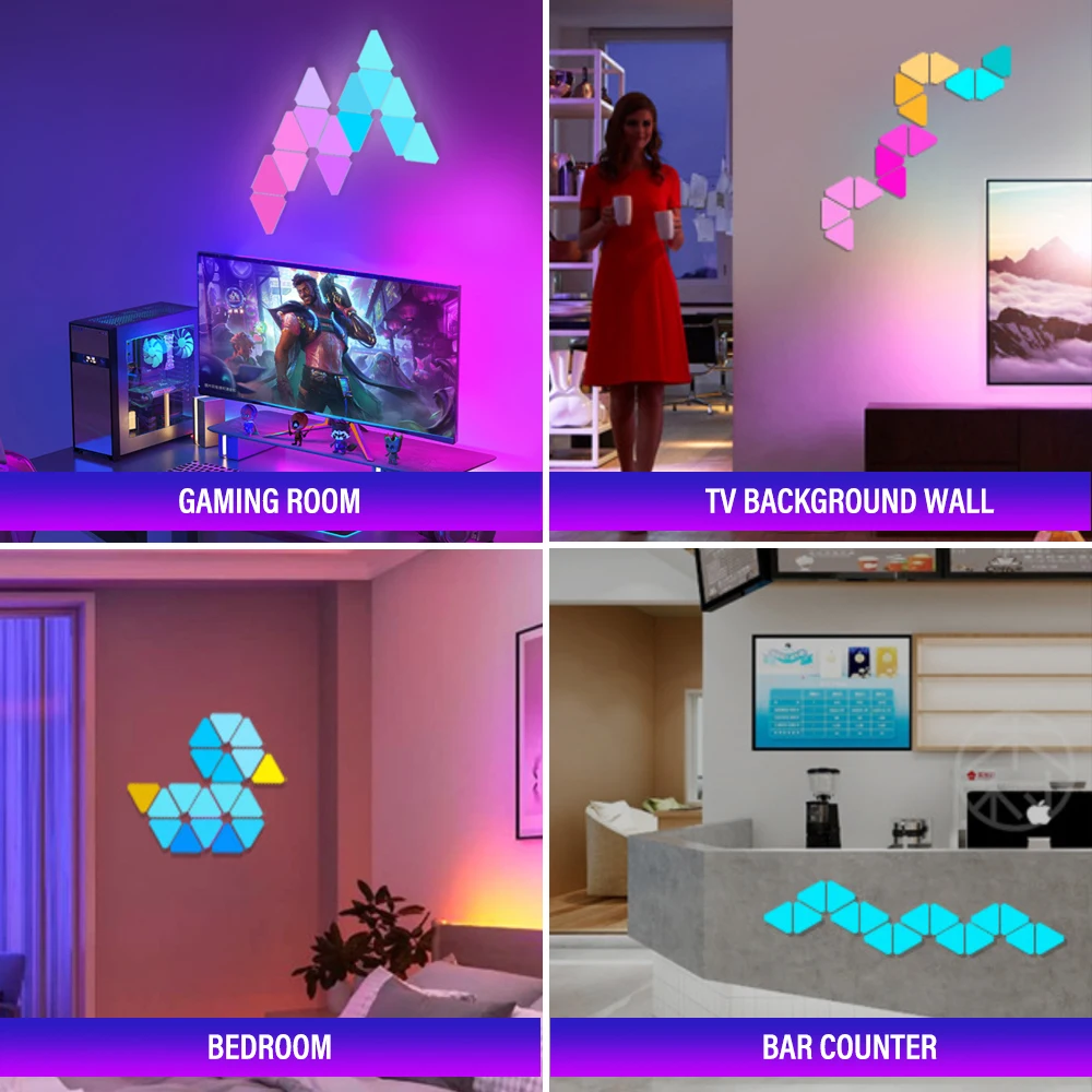 WIFI Smart LED triangolo luce notturna ambientale RGB applique da parete TUYA APP dimmerabile controllo vocale sala giochi TV sfondo camera da letto Decor