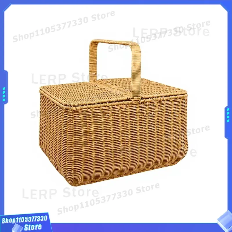 Portable Oval Willow Rattan Picnic Basket for Outdoor Festival Camping Storage Guangxi Handmade Mushroom Shape Wicker