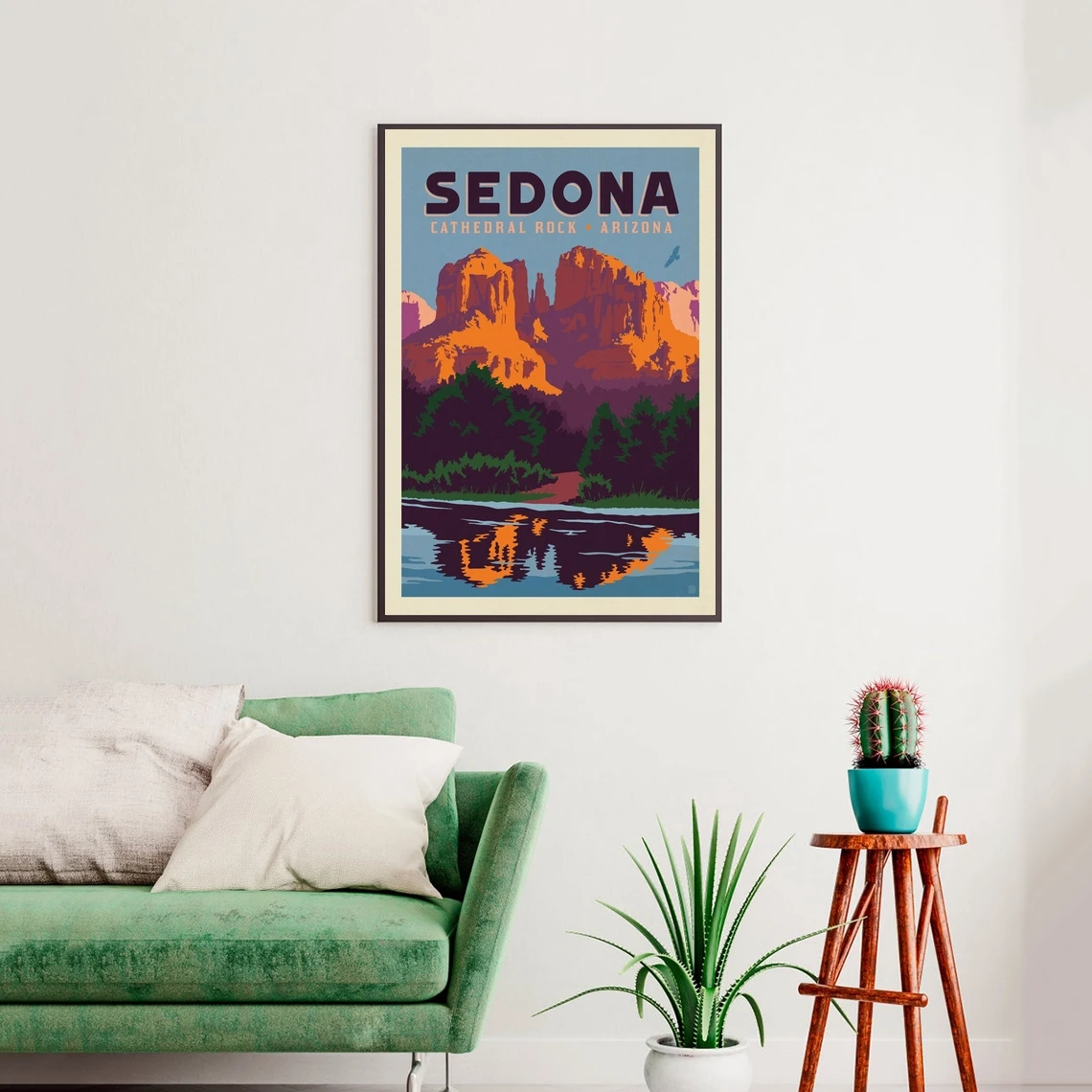 Sedona AZ Travel Poster, Cathedral Rock Vintage Art Print, Travel Gifts For Dad, Home Office Wall Art Print Decor, Souvenir #4