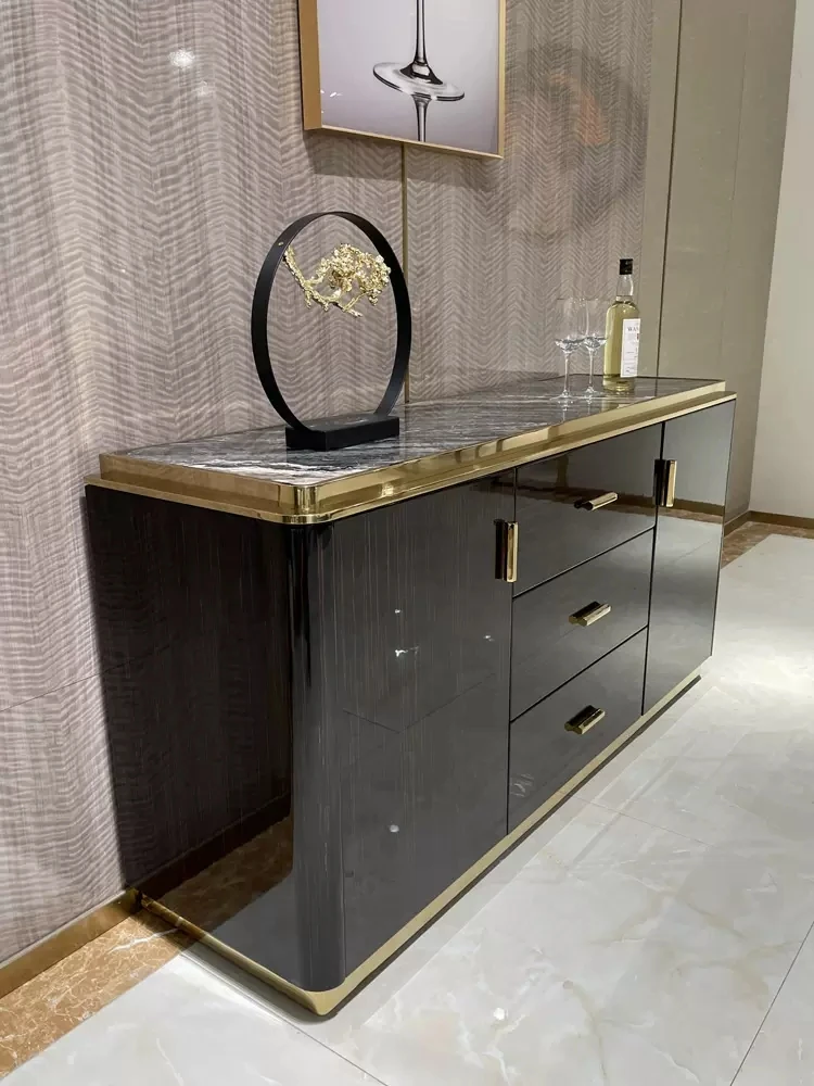 

Italian light luxury solid wood dining side cabinet modern simple living room furniture entry against the wall marble entrance
