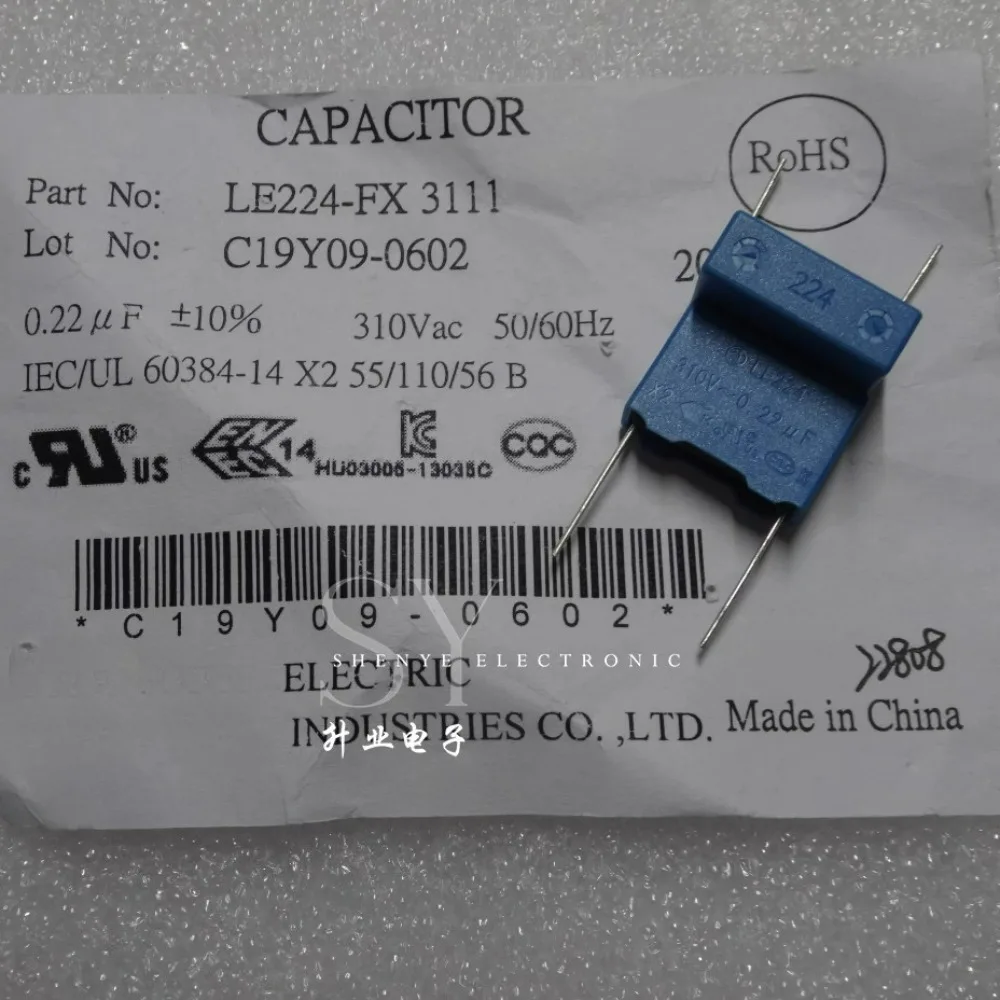 

10pcs/lot 0.22uf 310vAC 220nf u22 224 K brand new 15mm thin film capacitor LE224-FX 3111