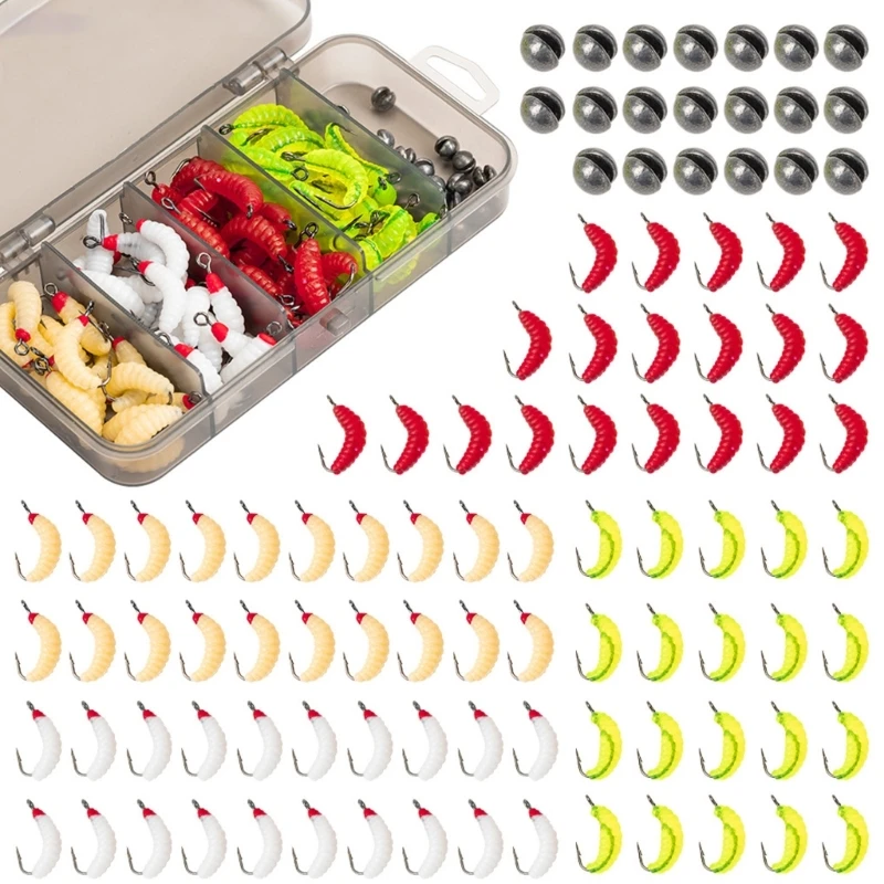 

100 шт., рыболовная приманка с червями, искусственный червь для ловли окуня, форели, 2 см, мягкая приманка, аксессуары для рыболовных снастей