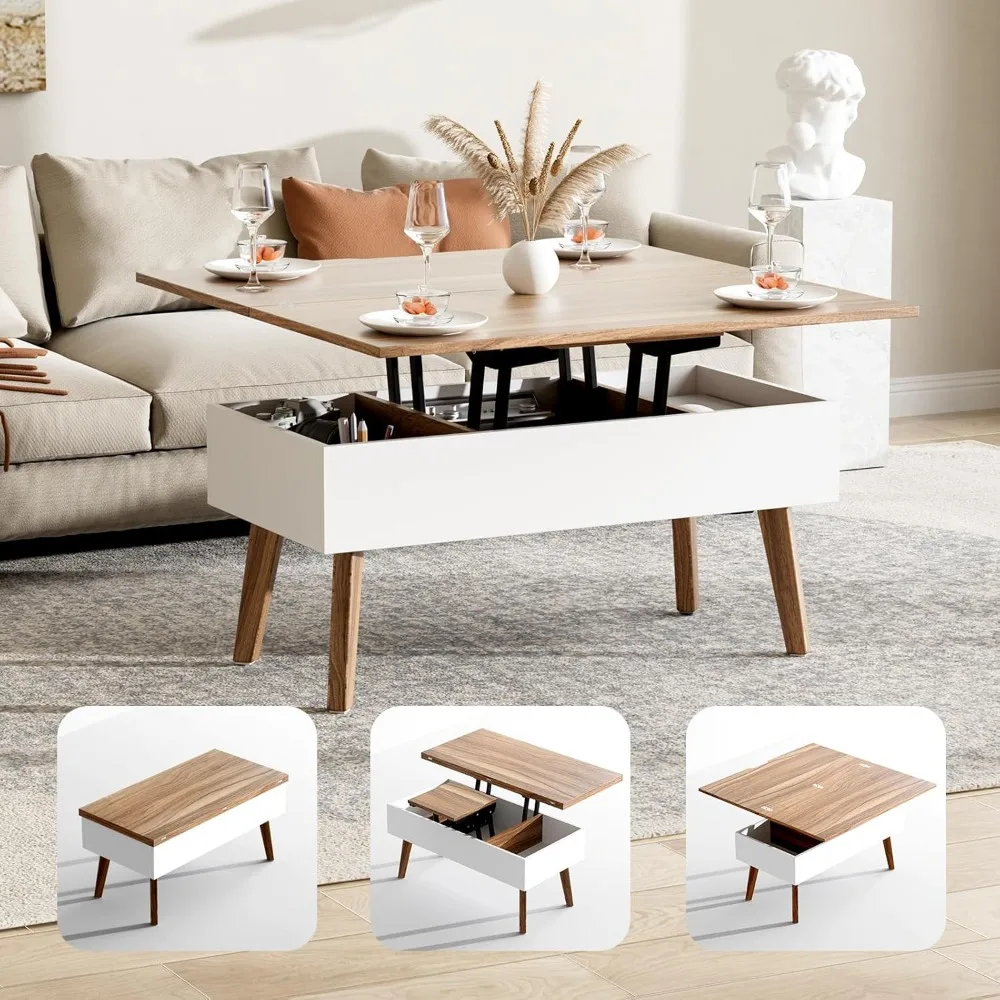 

3 in 1 Lift Top Coffee Table, Ten Minutes Install Multifunction Coffee Table, Coffee Table Converts to Dining Table