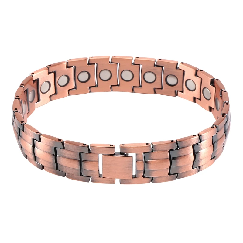 Pure Copper Bracelet Men Energy Germanium Magnetic Bracelet Copper Vintage Hologram Chain & Link Bracelets For Men