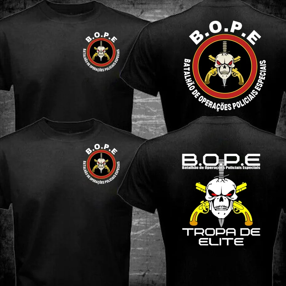Brazil BOPE Tropa De Elite Brazilian Special Forces T-Shirt Men Cotton O-neck T Shirt Man Hip Hop Tops Tee Shirt Harajuku tshirt