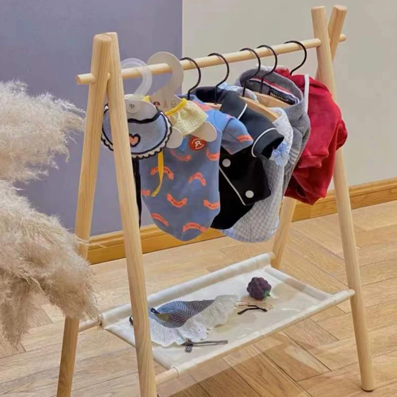 Wooden Clothes Rack for Pets Coat Rack Festival Present Gift for Kids Cat and Dog Clothing Organizer Stand Hanger Floor