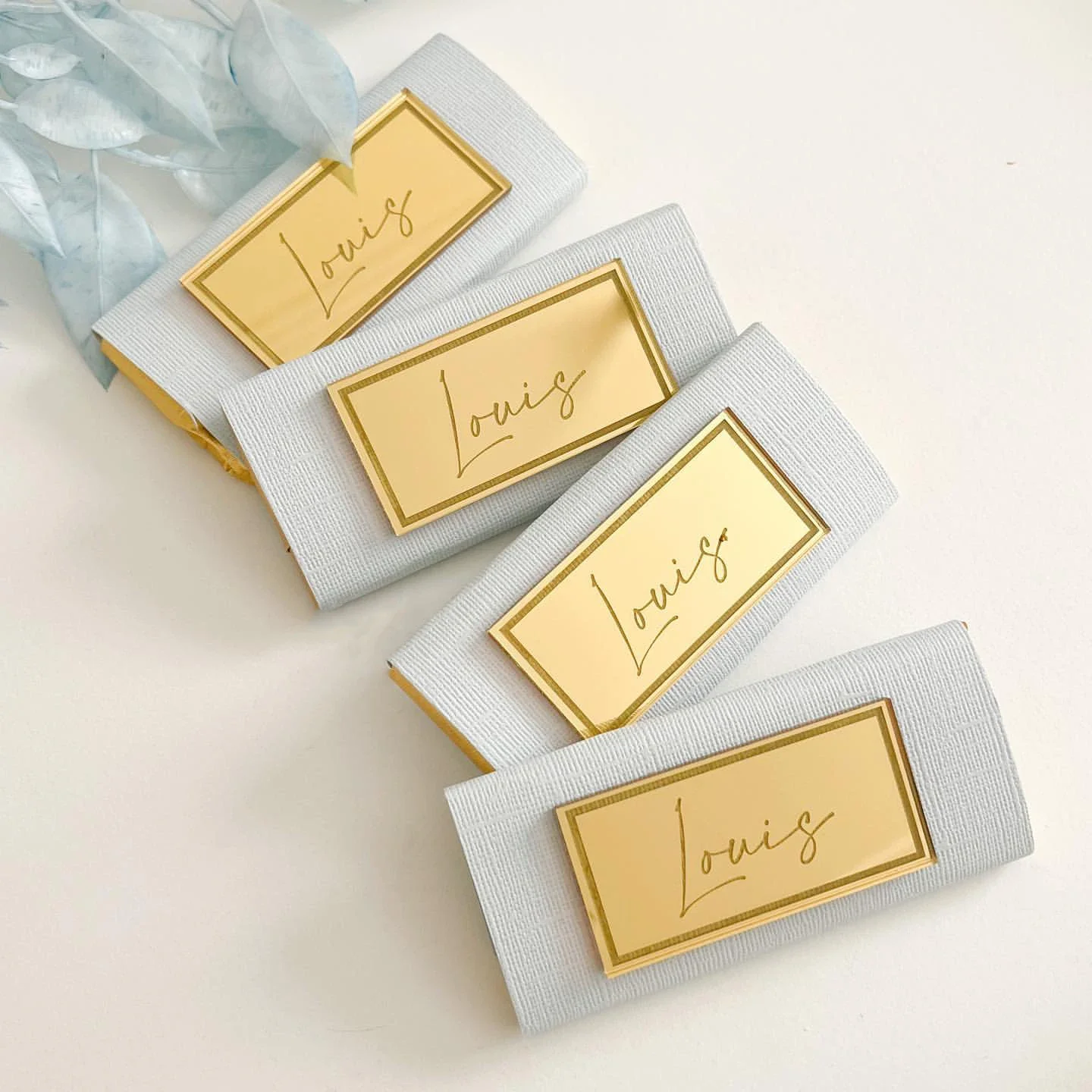 Personalized Engraved Guest Place Card / Baby Name Rectangle Tags For Wedding / Birthday Party / Baptism Gift Bags Favor