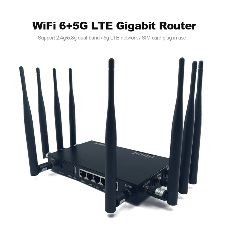 Original Hi-Link MT7621AT + MT7905DAN + MT7975DN Queltec 5G Openwrt Dual band Router 8 6DBi เสาอากาศ HLK-GD11 WiFi 6 + 5G Router