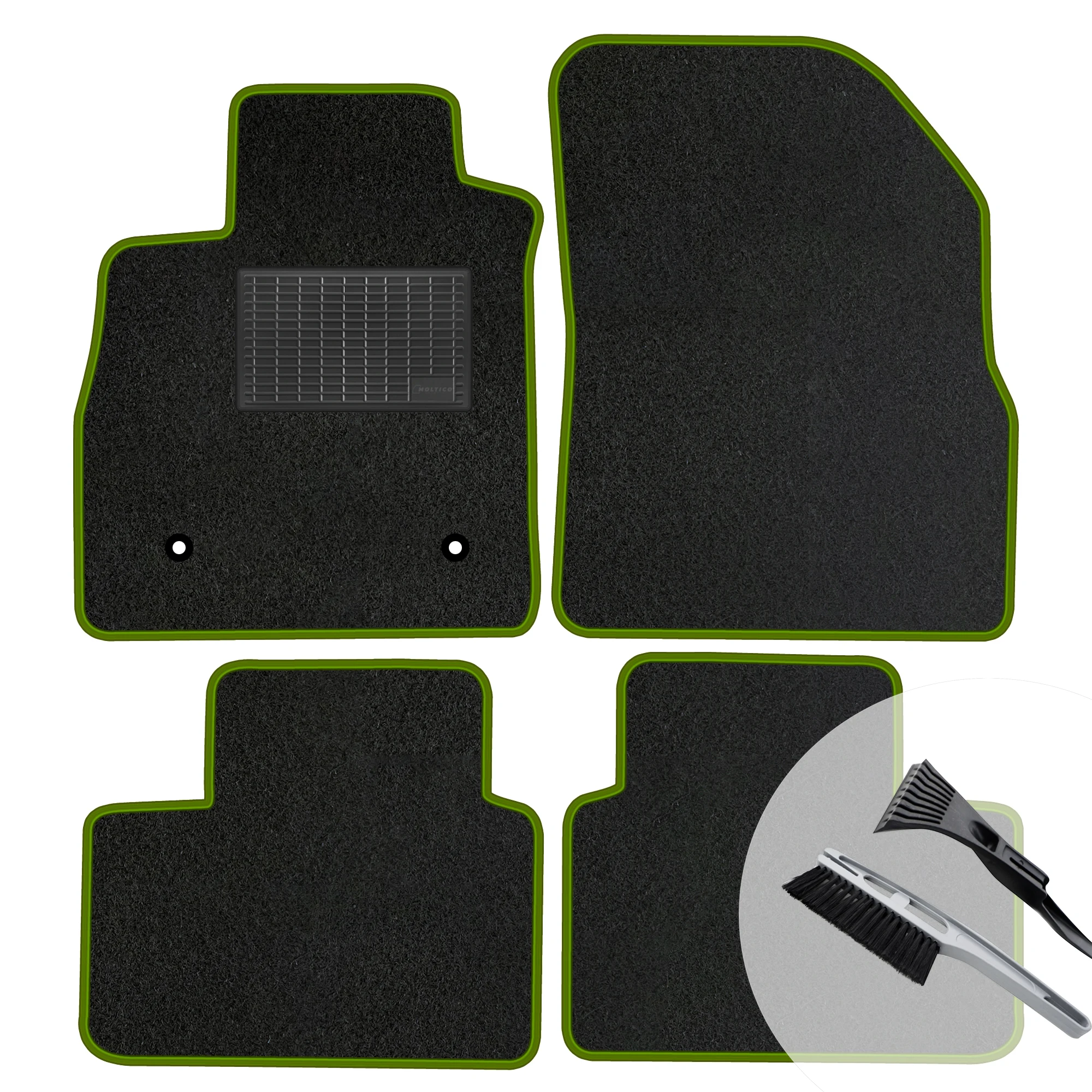 Veloursmatten set, groene zoom, voor Renault Clio III 2005-2011