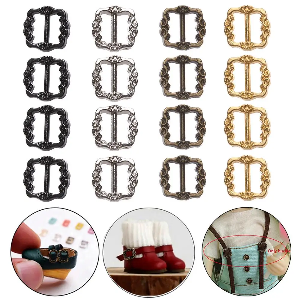 20pcs Newest 6*6mm Doll Bags Buckles Diy Doll Buttons Mini Ultra-small Tri-glide Pattern Belt Buckle Shoes Clothes Accessories