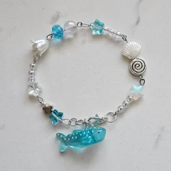Handmade Whale Shark Shell Star Jewelry Beaded Bracelet Y2K Ocean Star Fashion Charm Bracelet