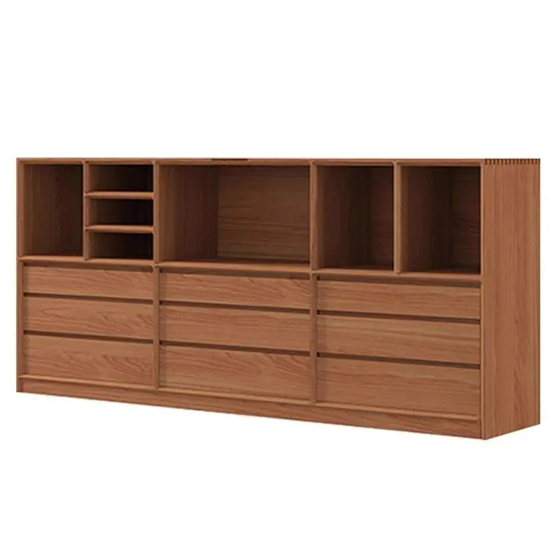 Solid wood bookcase, cherry wood low cabinet floor combination bookshelf, side cabinet