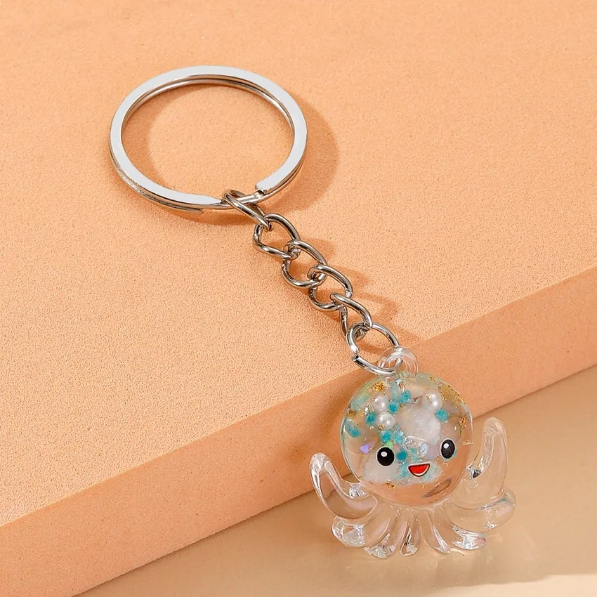 Luminous Octopus Toy Keychain DIY Cute Cartoon Marine Animal Car Handbag Decoration Key Chain Couples Exchange Gifts Each Other