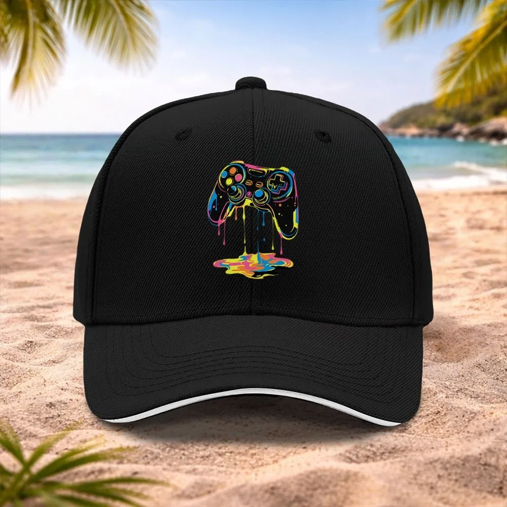 Casquette de baseball colorée style graffiti pour manette de jeu, unisexe, réglable, tendance streetwear pour les passionnés de gaming