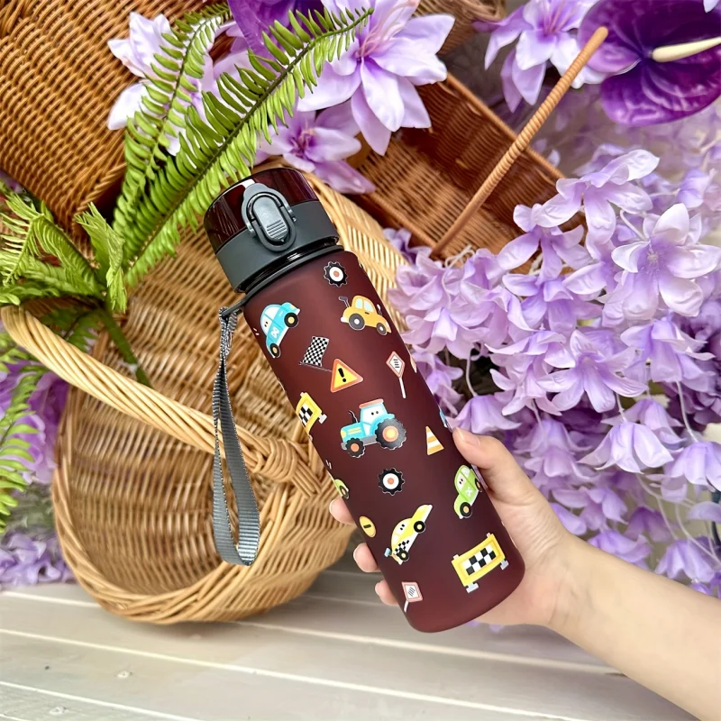 ثلاثية الأبعاد مطبوعة 400 مللي/560 مللي الكرتون الفضاء/سيارة/الأسماك/نمط كوب بلاستك زجاجة ماء المحمولة لطيف كوب بقشة مانعة للتسرب الشرب #5