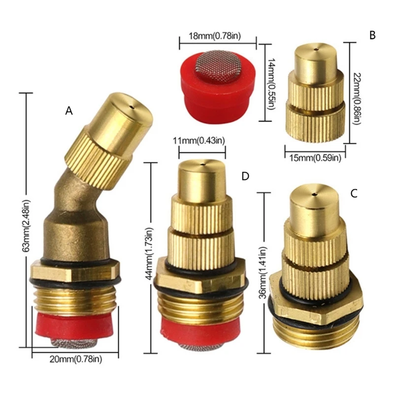 Rociador latón duradero con pulverizador ajustable, boquilla nebulización agua ajustable, adecuado para limpieza y