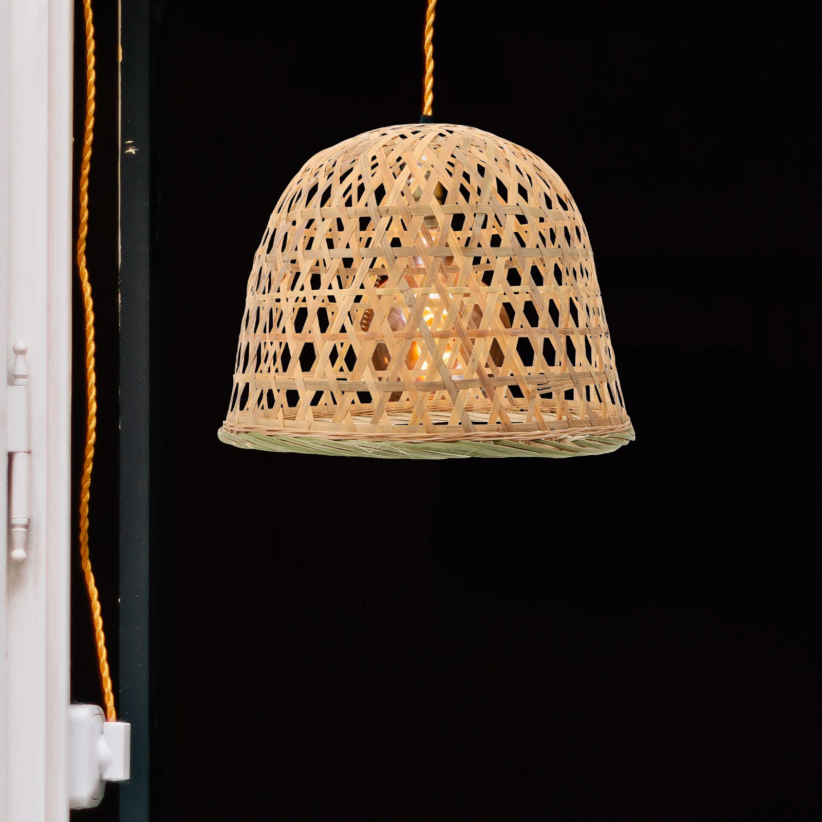 

Bamboo Pendant Lamp Shade Woven Decorative Ceiling Light Cover Rustic Style for Farmhouse Hotel Living Room Lamp Shade