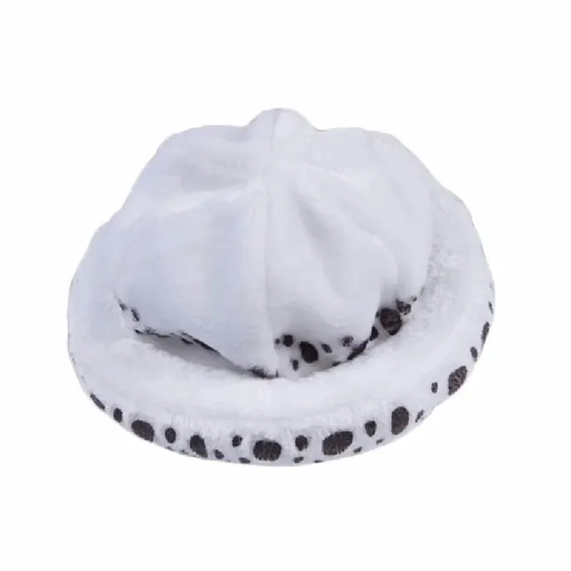 Anime Trafalgar Law Hat Cosplay Costumes Unisex White Spot Plush Cap Accessories Baseball Cap Collection Gift Halloween