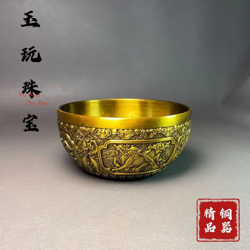 Antique Alloy Qilin Treasure Basin Ornament Attracting Wealth