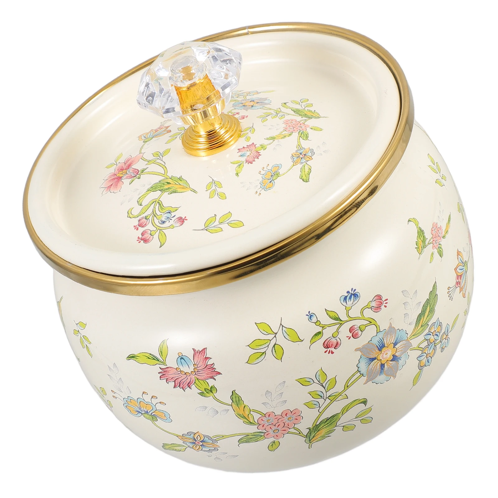 

Enamel Tea Canister 280ml Aromatic Flower Design Versatile Kitchen Storage Jar Spice Holder Sugar Container Candy Tin