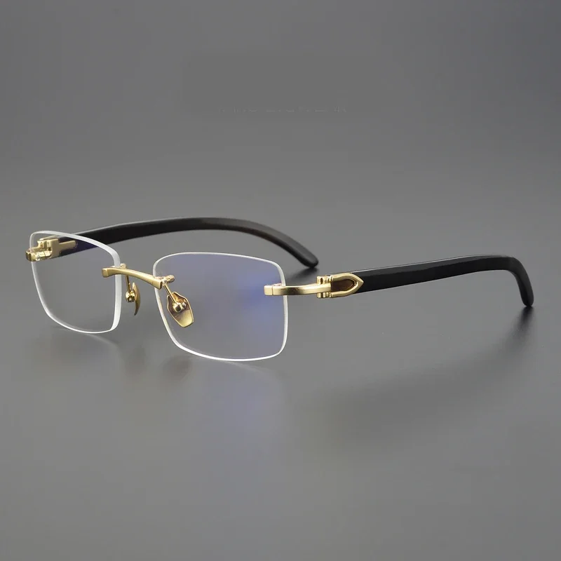 Natural Buffalo Horn Rectangular Glasses Frame Men Handmade Design Frameless Optical Eyewear Women Myopia Reading Eyeglass