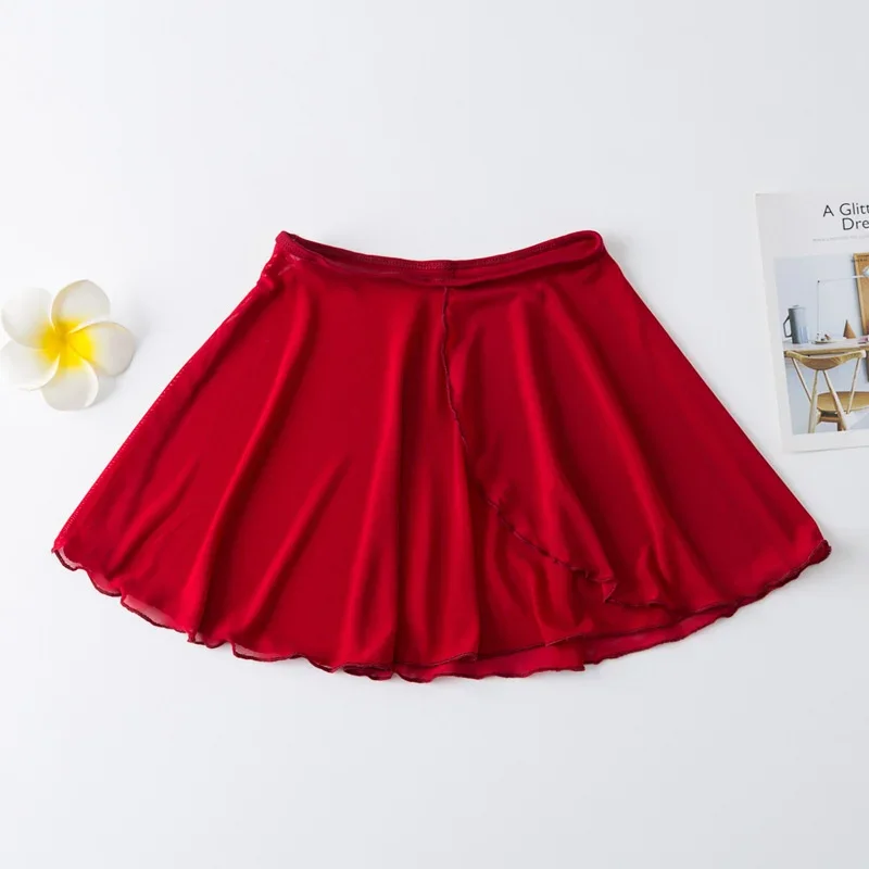 กระโปรงบัลเล่ต์ผ้าตาข่ายสแปนเด็กซ์สำหรับเด็กผู้หญิงกระโปรงชุดซ้อมเต้น