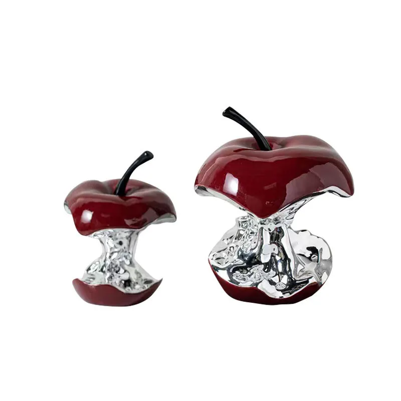 Electroplating Art Resin Carving Apples, Pear Statues, Living Room Decoration, Fruit Model Sculpture Crafts, Home Decoration