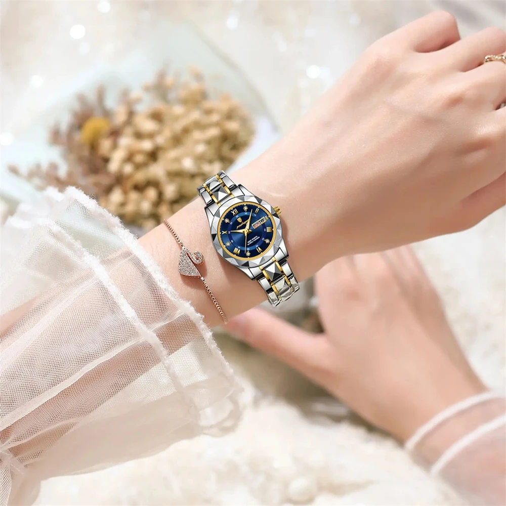 POEDAGAR Luxury Elegant Women Watch Luminous Waterproof Week Date Woman Wristwatch Stainless Steel Quartz Fashion Ladies Watches