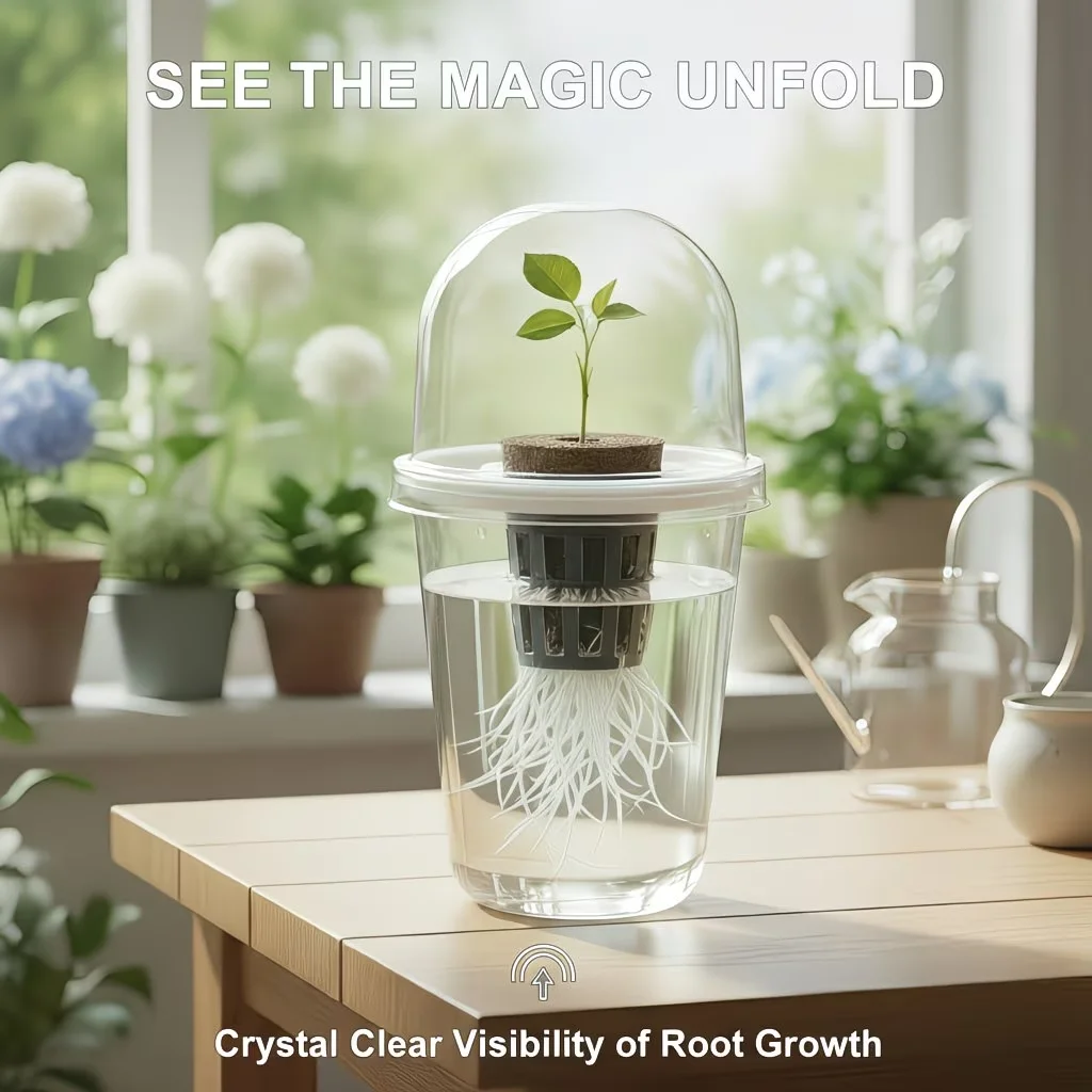 5 Sets Cylindrical Transparent Hydroponic Flower Pot, Closed Hydroponic Cup with High Clarity, Easy to Observe Plant Root Growth