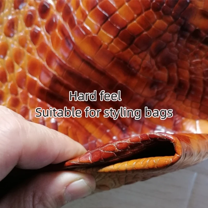 0.9/1mm Two-Tone Alligator Cowhide. First Layer Leather. Real Leather Fabric. Handmade DIY For Styling Bags. Full-Sheet Cutting