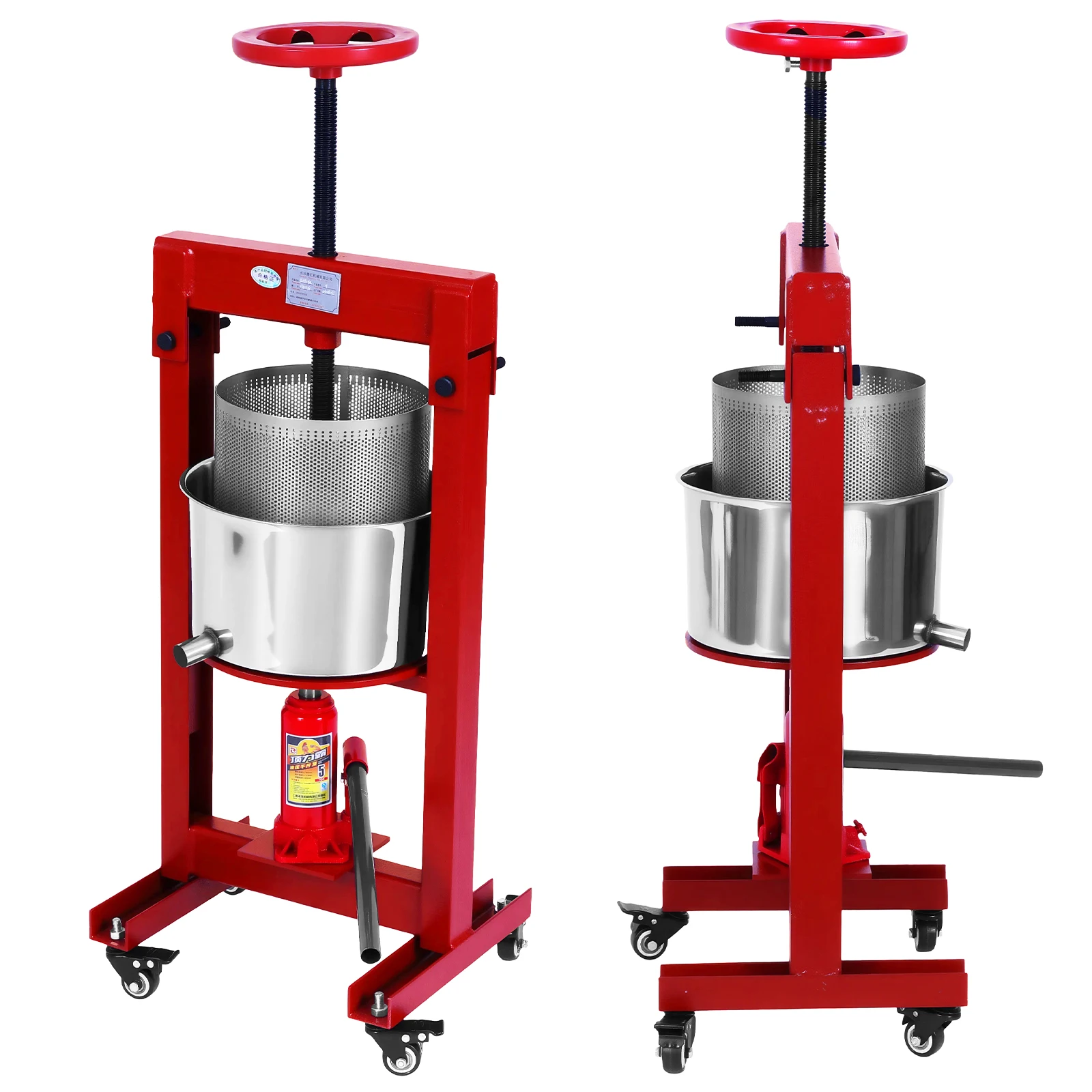 

9L Fruit Wine Press Hydraulic Fruit Squeezer Stainless Steel Manual Juicer for Carrot/Orange/Berry/Vegetables Making Juicer