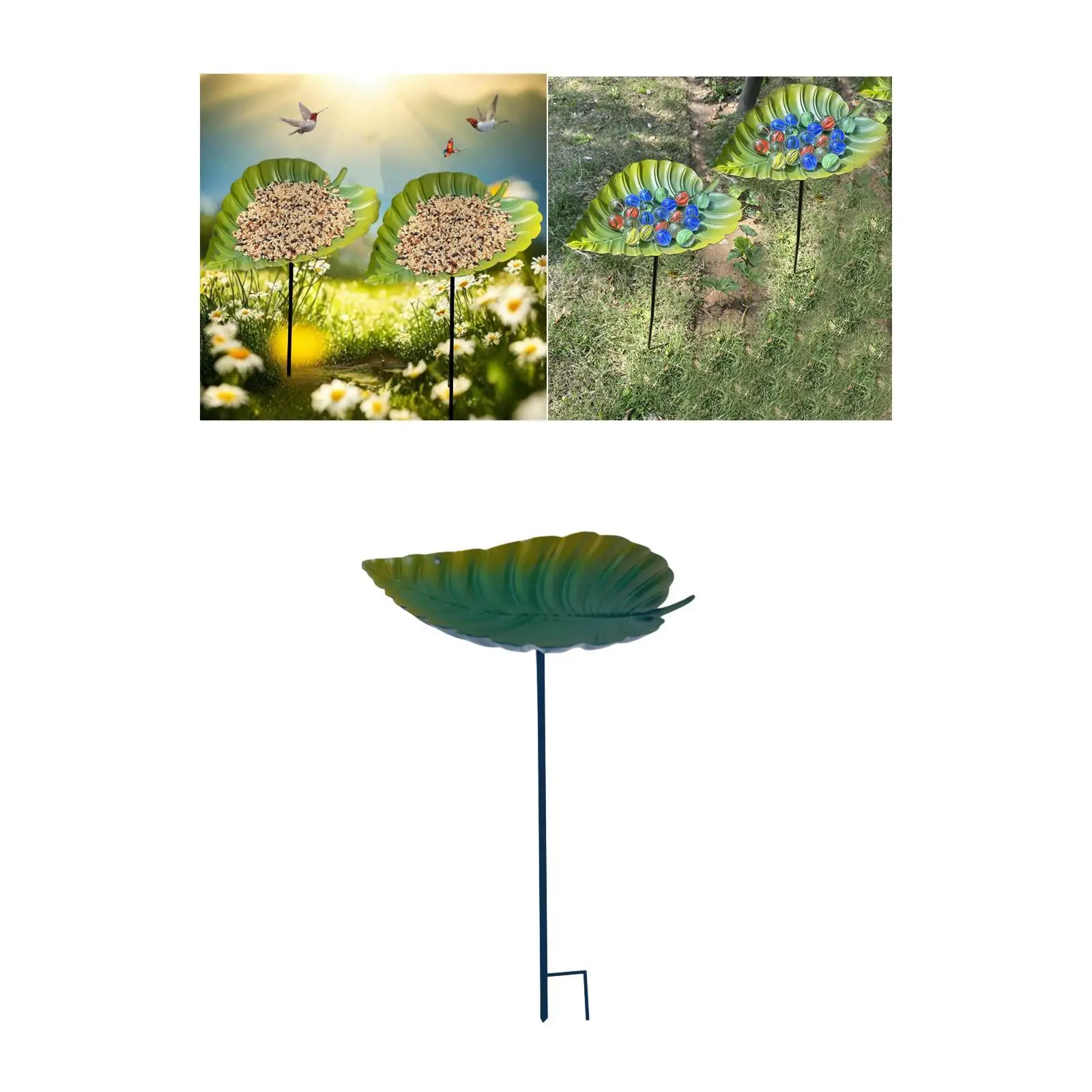 Bird Baths for Outdoors,Bird Feeder Bath,Leaf Shape Detachable Pole Birdfeeder with Metal Stake for Outdoor,Garden,Courtyard